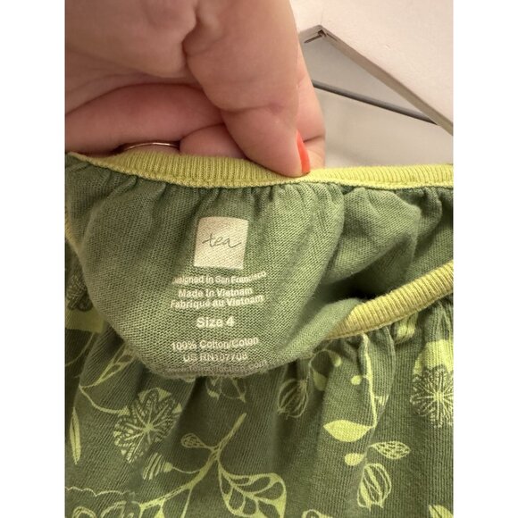 Tea Collection Green Dress Size 4 Girls 100% Cotton - Picture 5 of 7